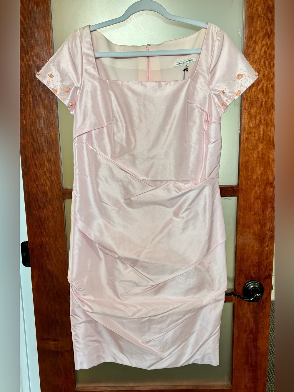 Marisa Baratelli Satin Blush Pink Dress